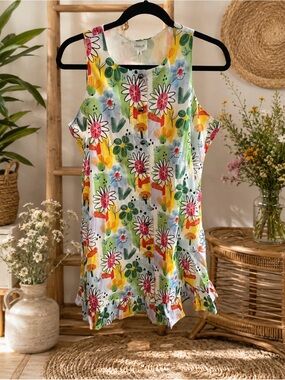 Lovelo Floral Sleeveless Summer Dress - Pink & Yellow Flowers Sz M P2P 21’ -NWT